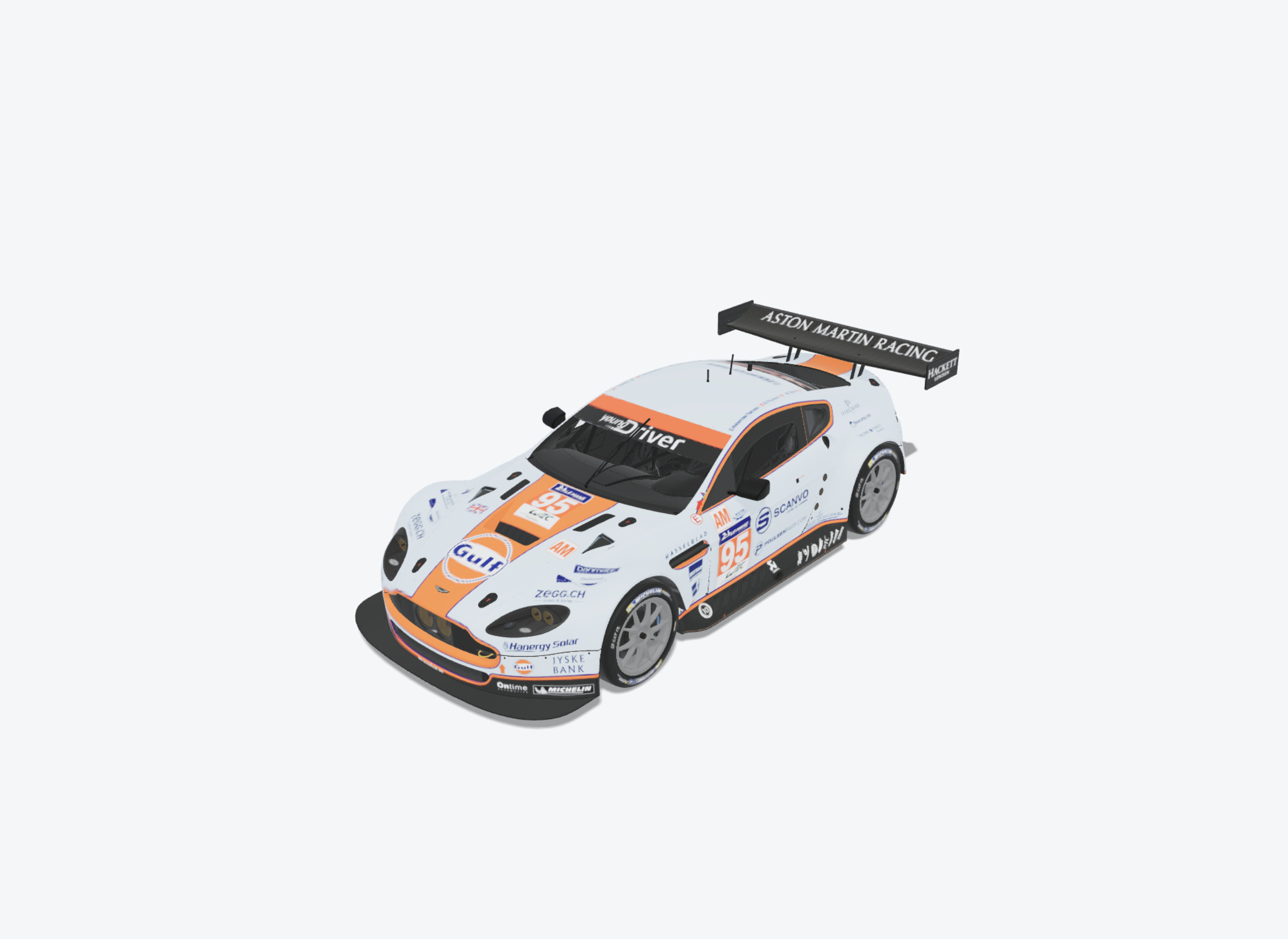 Capture of the Aston Martin Vantage demo model in DevXR, viewed from a three-quarter angle.